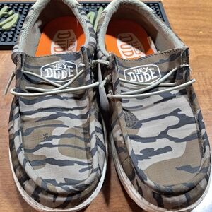 Hey Dude Kids Slip-On Sneakers in Camo Green and Tan